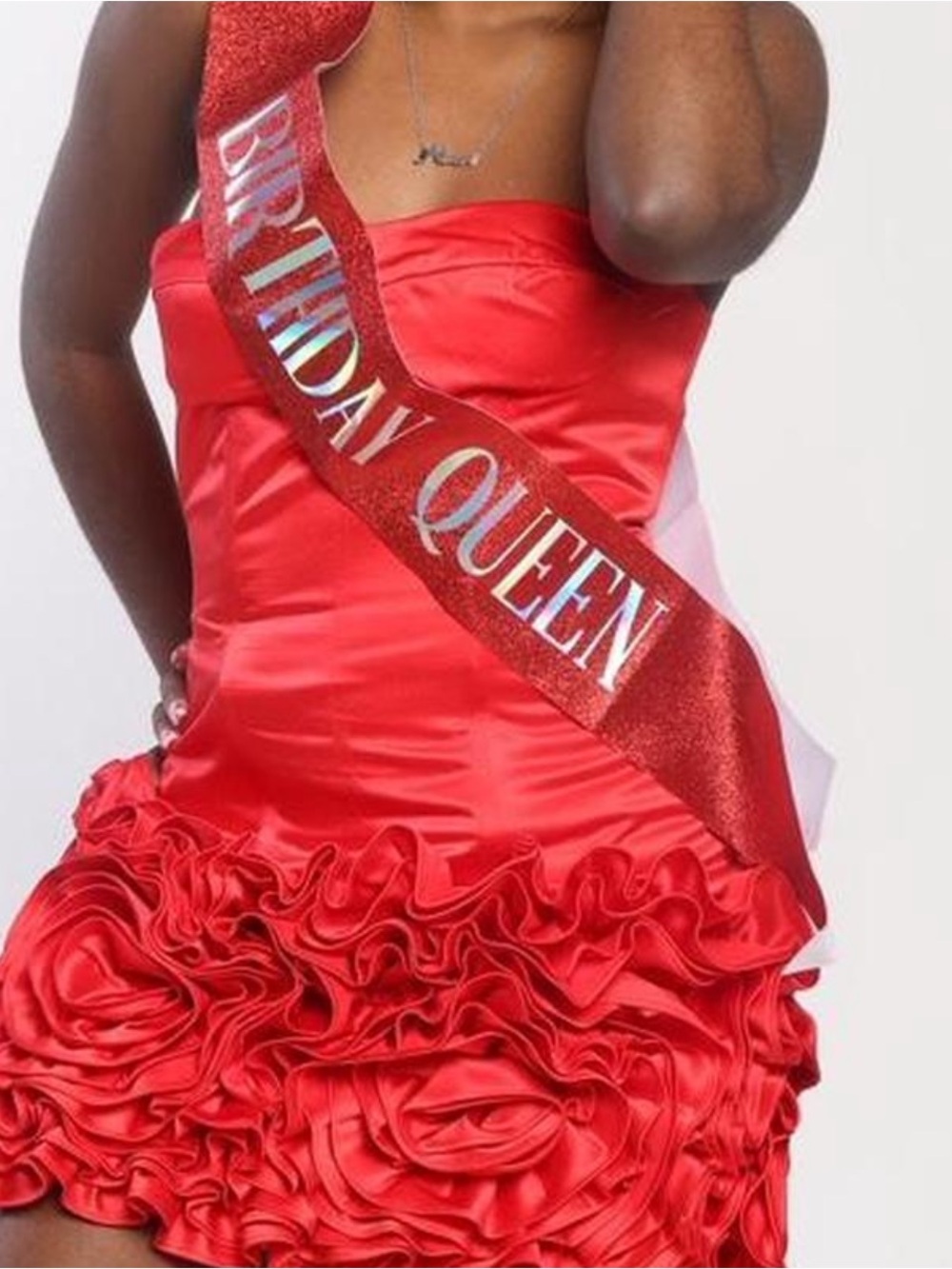 Fashion Nova Red Satin Ruffle Mini Skirt